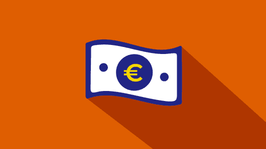 Euro-teken op wisselbiljet, financiële symboliek.