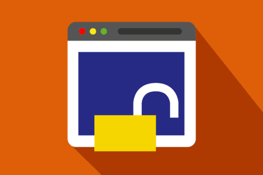 Schermpictogram met slot en rode knoppen, symboliseert online privacy en beveiliging.